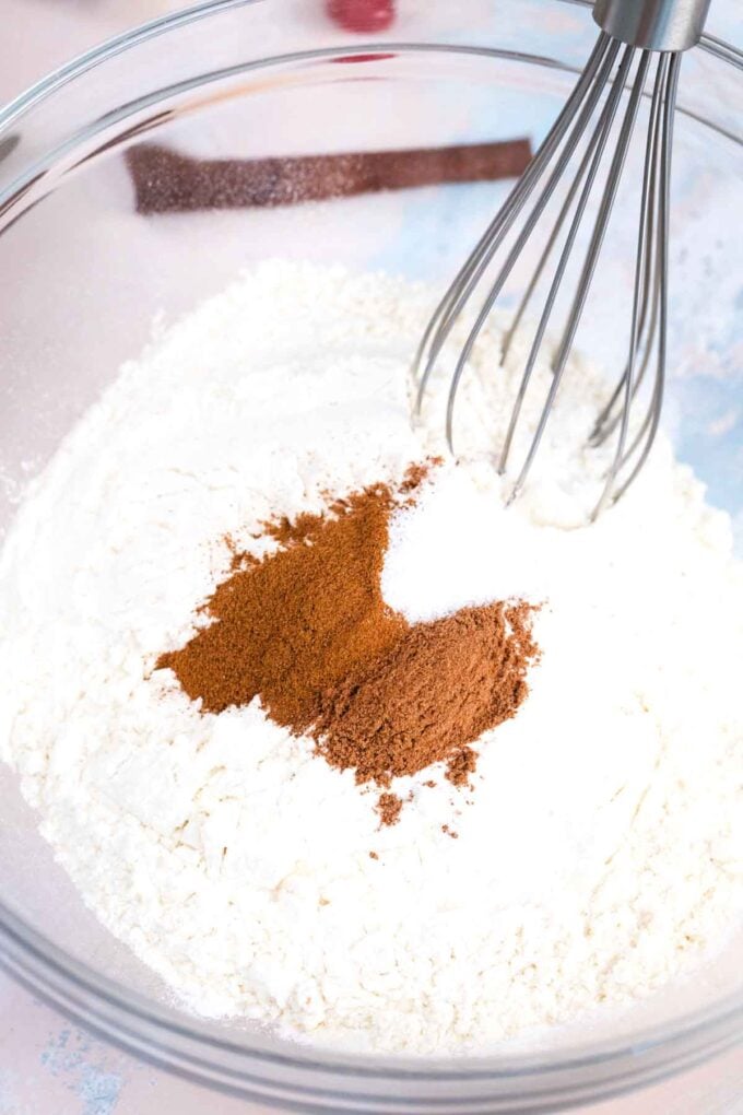 mixing flour with spices