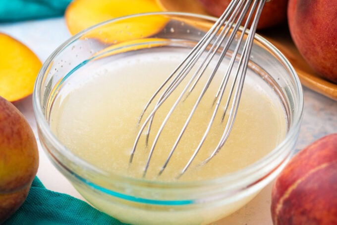 Gelatin mixture in a bowl.