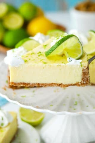 A serving spatula with a slice of homemade key lime pie.