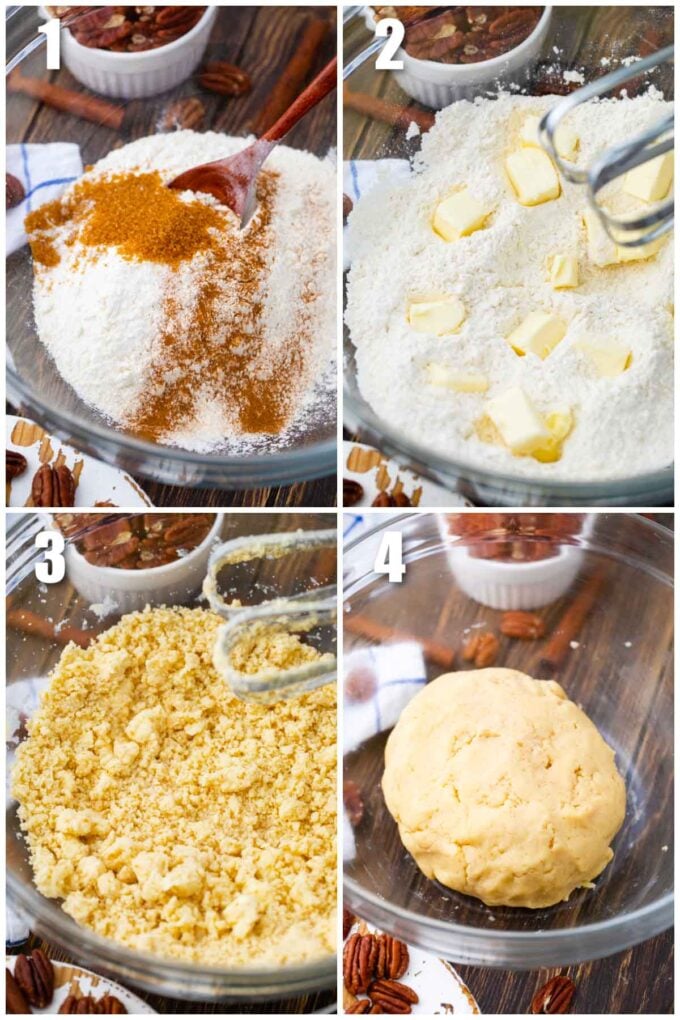 collage of photos showing how to make pie crust