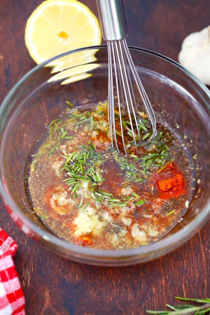 Mixing marinade for grilled chicken.