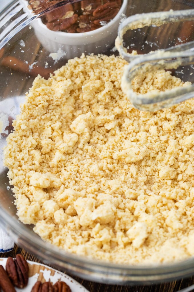 Whisking ingredients for pie crust.