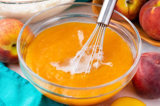 Peach mixture with gelatin.