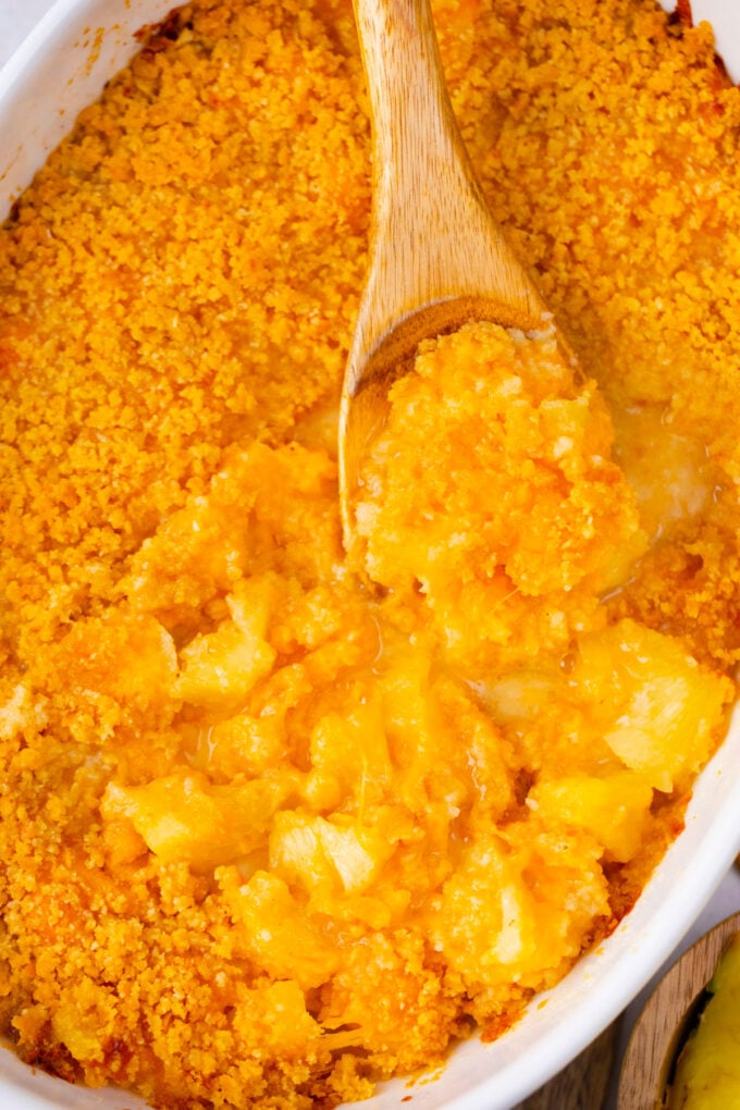 Cheesy pineapple casserole.