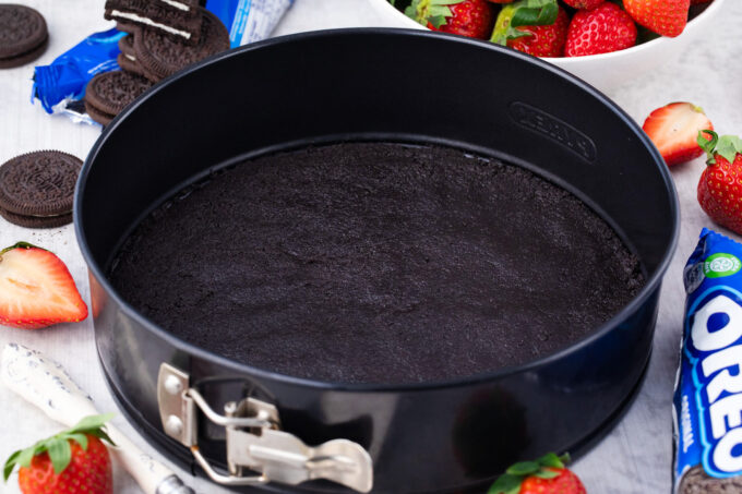 Oreo crust for cheesecake.