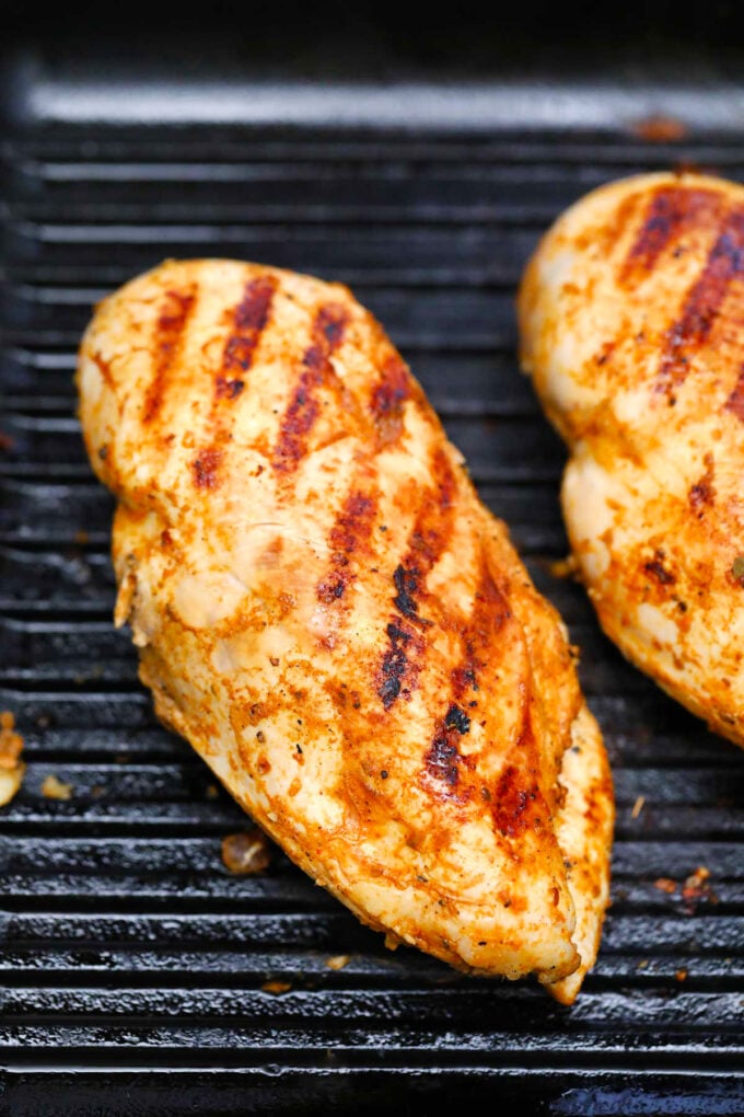 Grilling chicken breast.