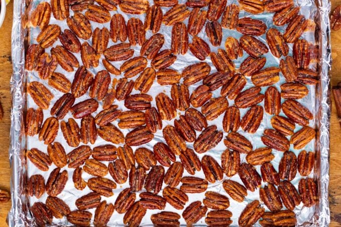 Oven roasted candied pecans.