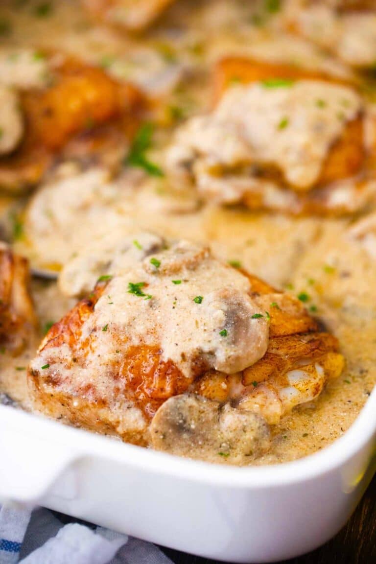 juicy chicken and mushroom casserole