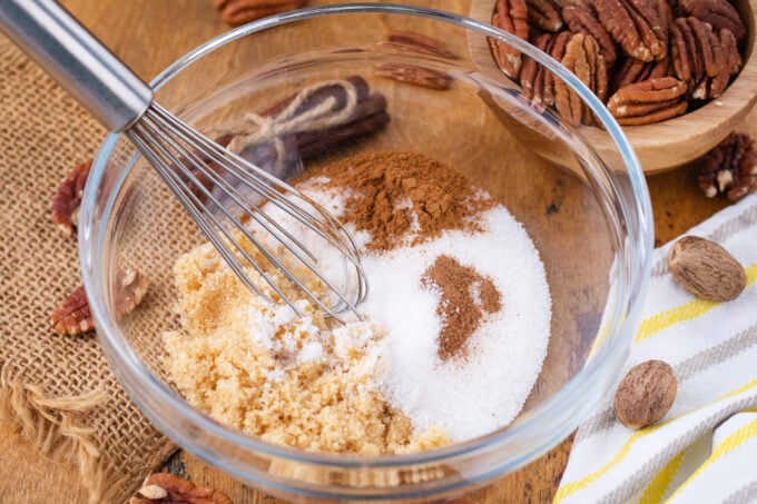 Sugar mixture for candied pecans.