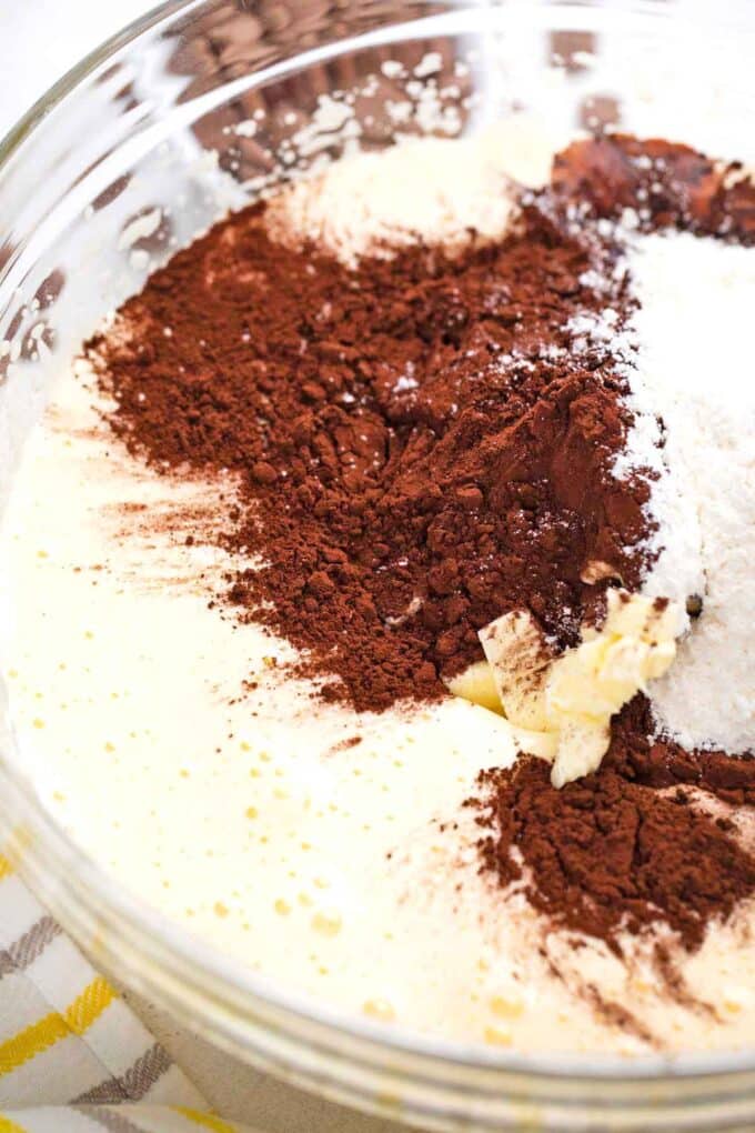 brownie batter in a mixing bowl