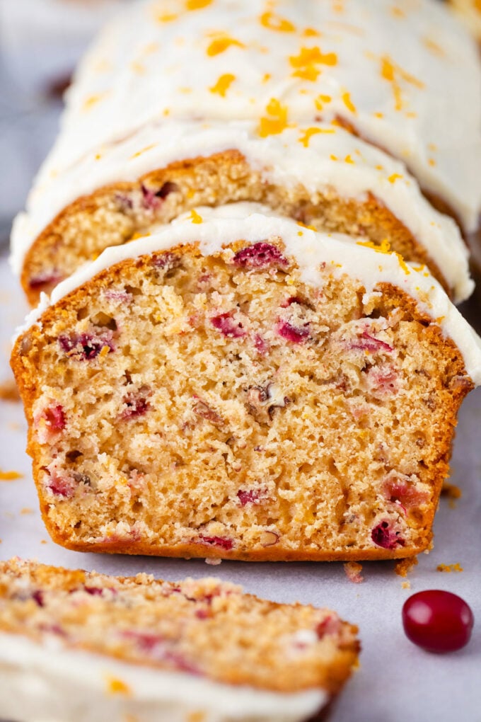Tender and moist cranberry bread.