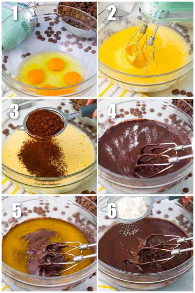 collage of steps how to make brownies