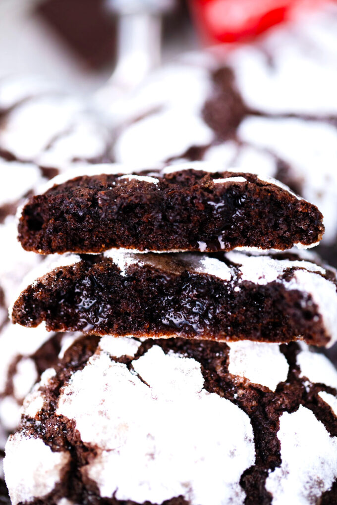 Fudgy chocolate crinkle cookies.