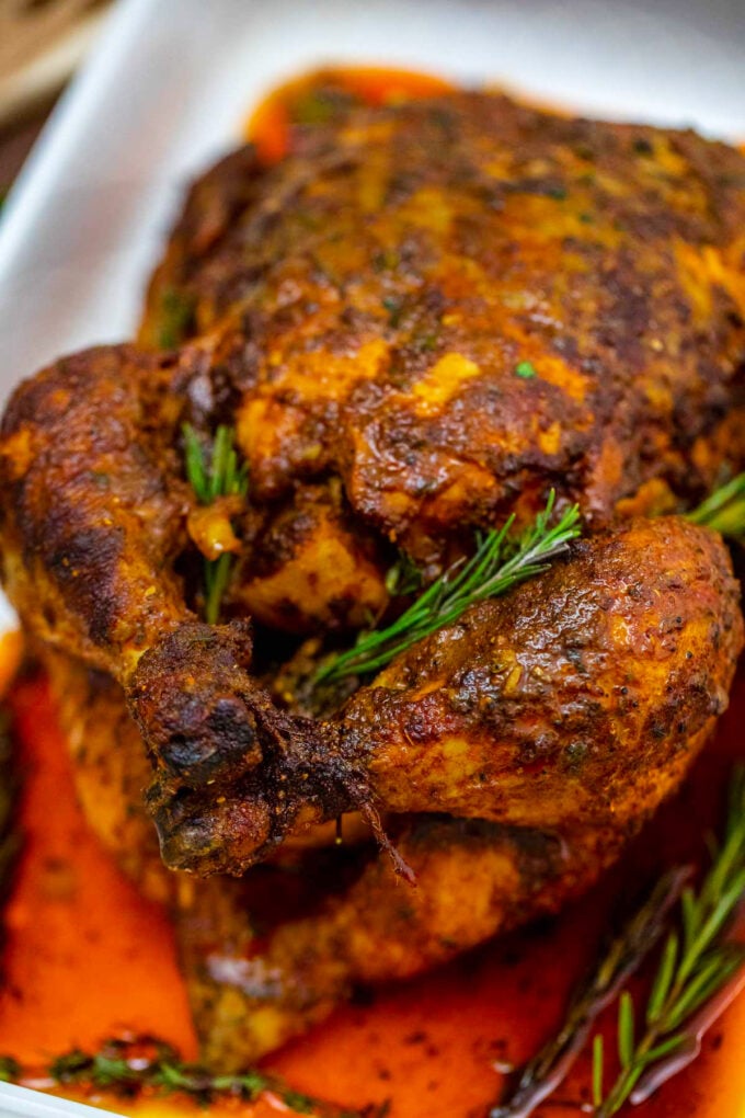 Oven roasted garlic herb butter chicken.