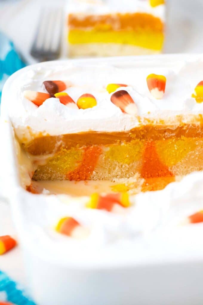 candy corn poke cake