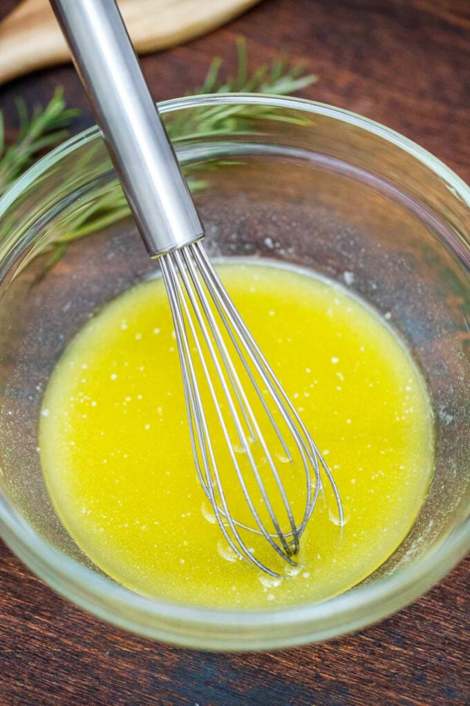 Lemon, butter, and oil mixture for chicken.