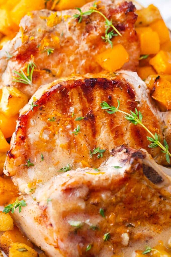 bone-in orange pumpkin pork chops