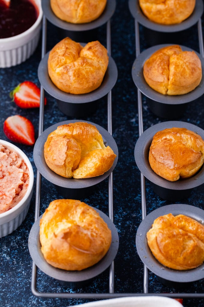 Tall popovers in a popover pan.