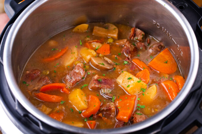 Lamb stew in the Instant Pot.