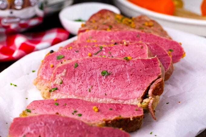 Very juicy and tender crockpot corned beef.