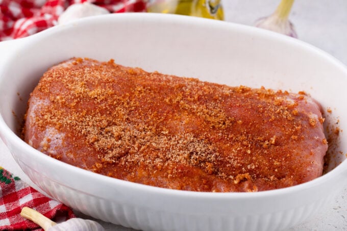 Brown sugar rubbed pork loin.