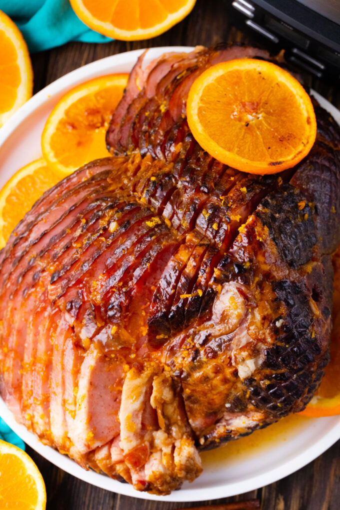 Honey and orange slow cooker brown sugar ham.