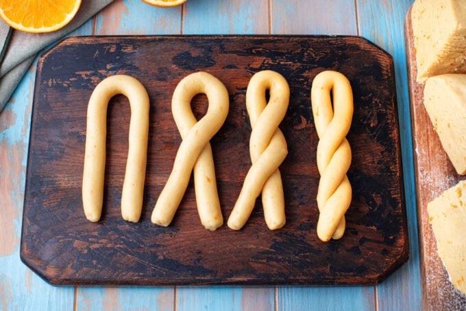 Braiding Easter Greek Cookies Koulourakia.