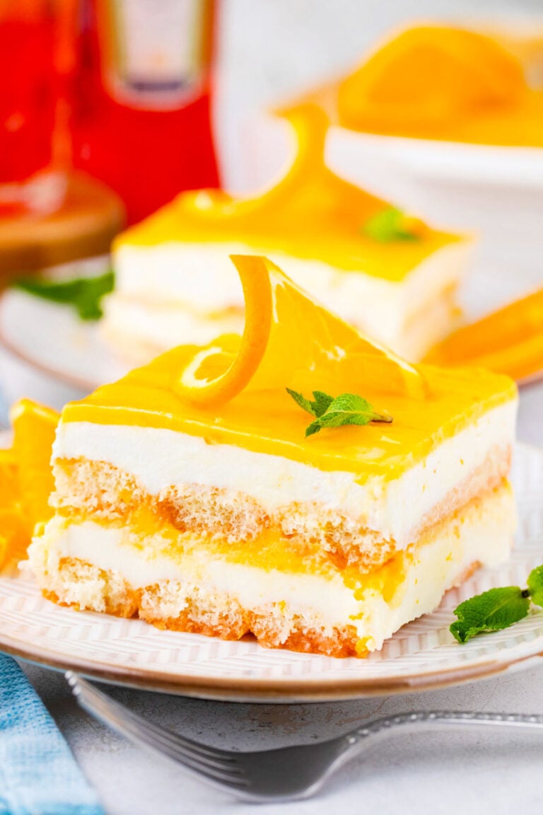 A slice of Aperol spritz tiramisu.