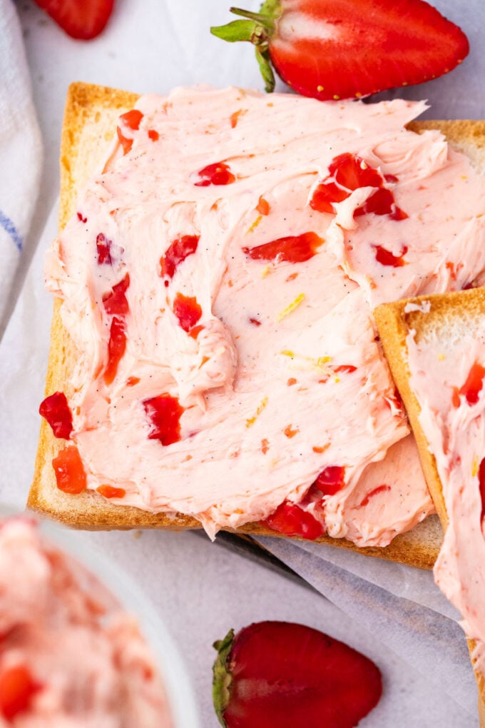 Fresh strawberry butter on toast.