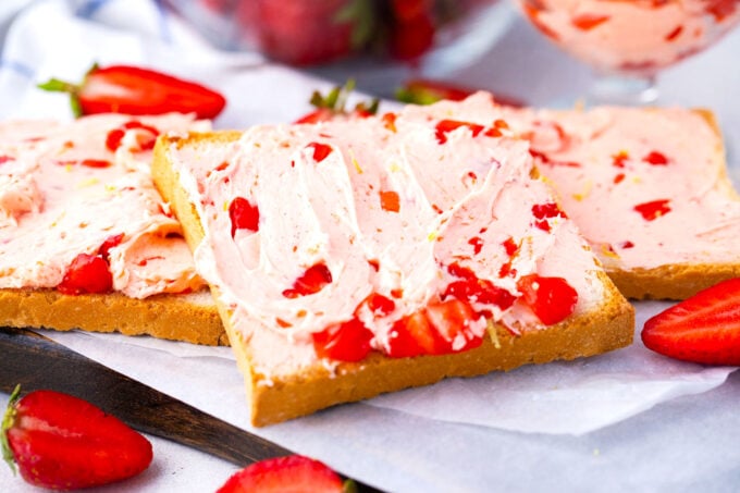 Whipped strawberry butter on toast.