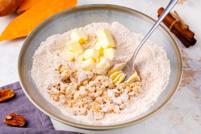 Cinnamon streusel for sweet potato casserole.