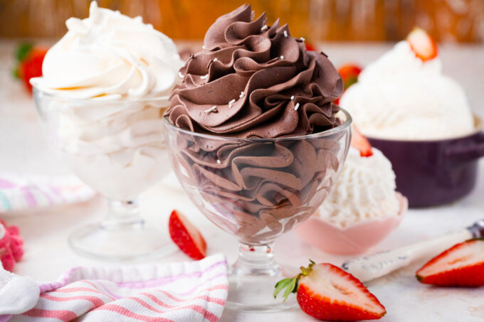Homemade chocolate whipped cream with sprinkles.