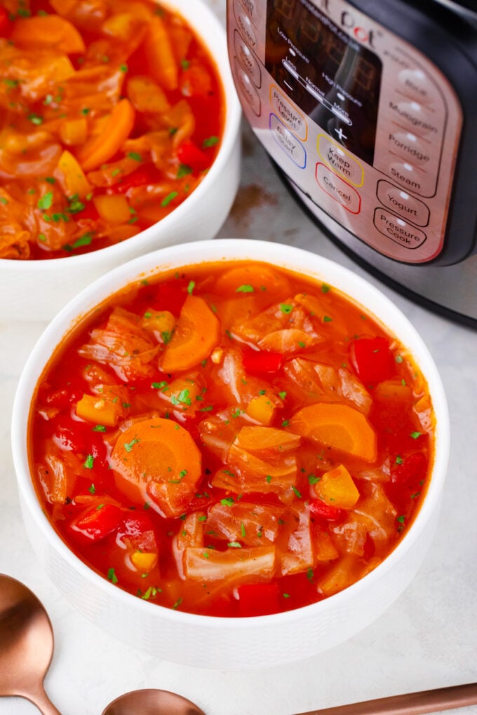Tomato based Instant Pot Cabbage Soup.