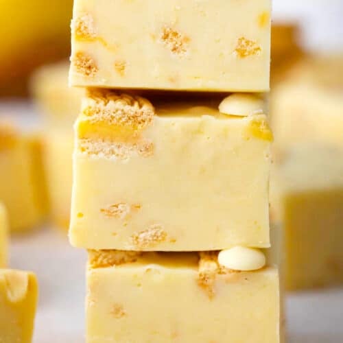 Three lemon Oreo fudge squares.
