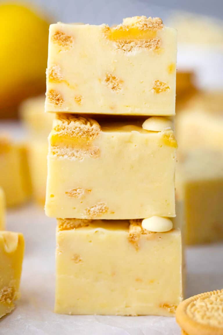 Three lemon Oreo fudge squares.