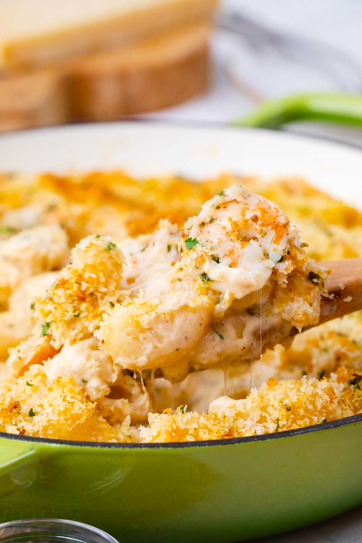 Very creamy and cheesy shrimp mac and cheese.