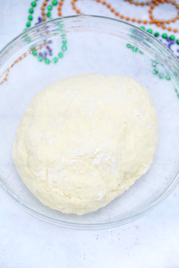 Dough for Mardi Gras King cake.