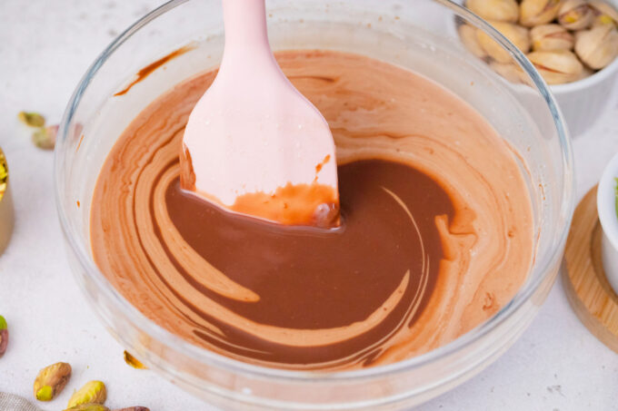Melted chocolate in a bowl.