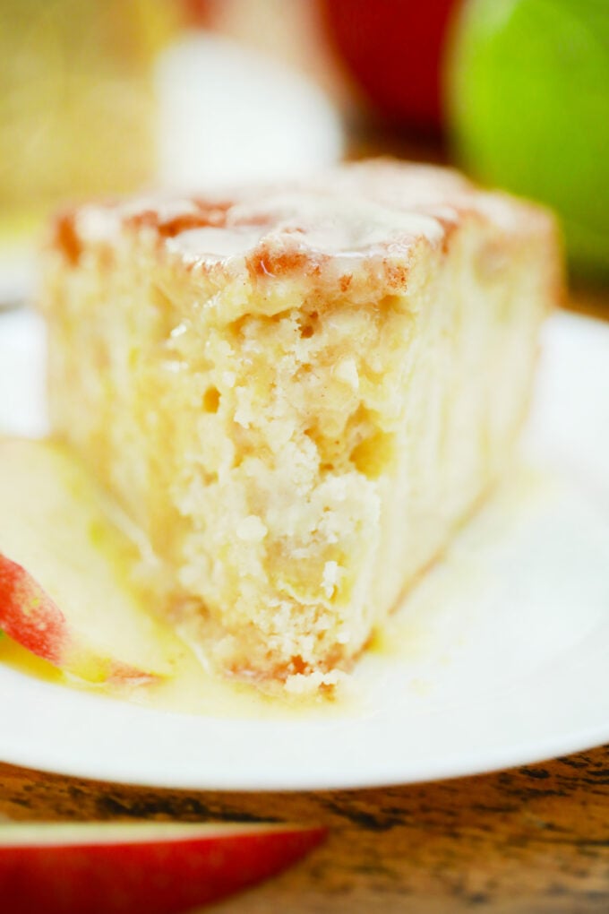 Irish apple cake served with custard.