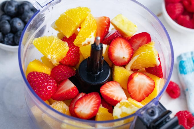 Orange fruit puree mixture.