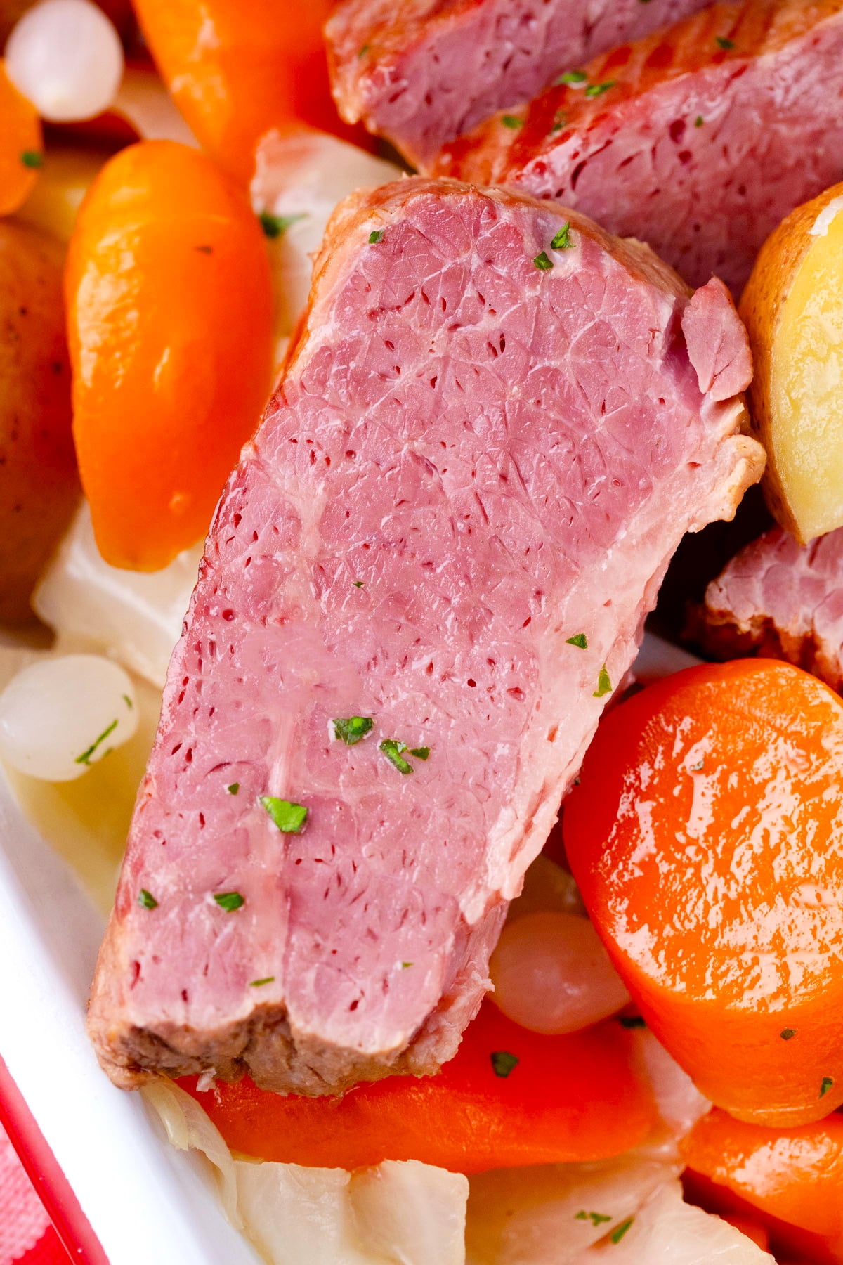 Very tender Dutch oven corned beef.