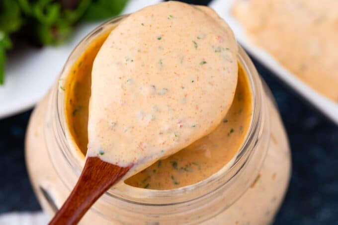 A spoonful of creamy chipotle sauce.