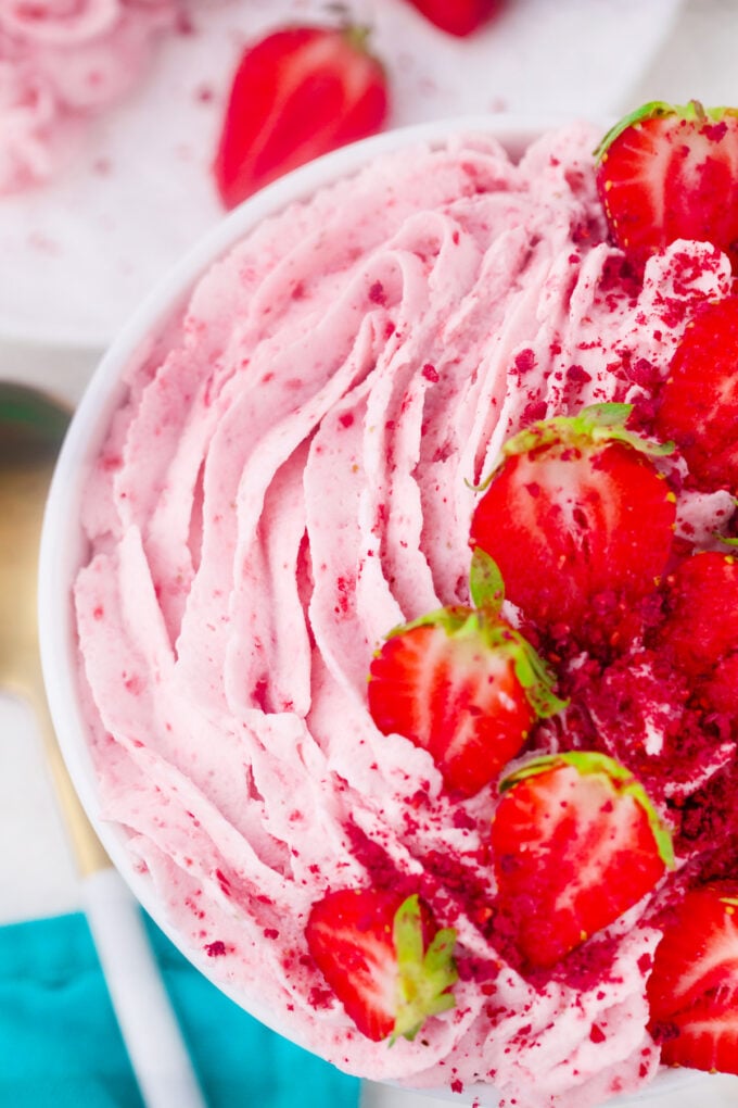 Homemade strawberry whipped cream.