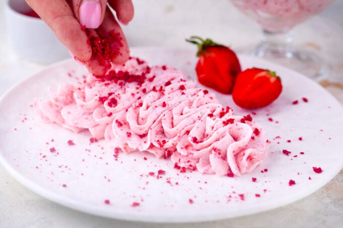Pink strawberry whipped cream.