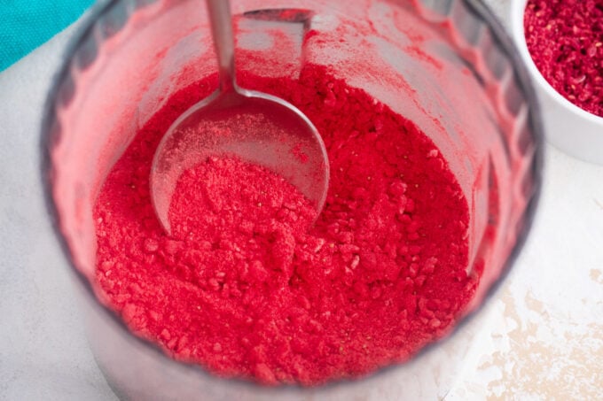 Freeze-dried strawberry powder.