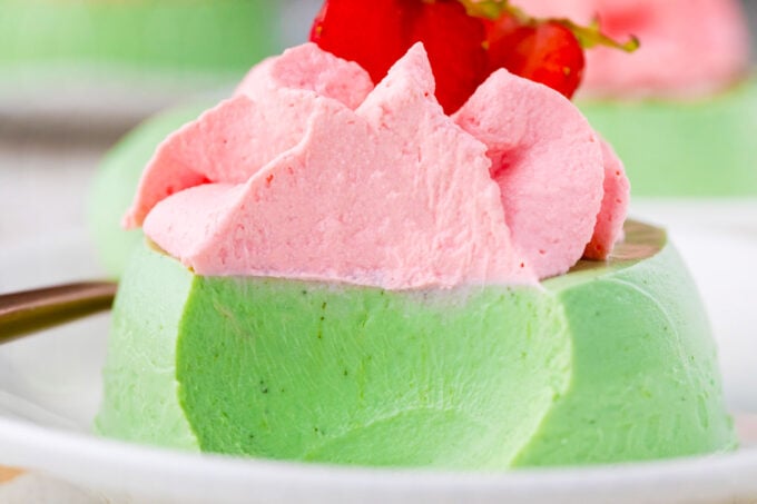 Very creamy matcha panna cotta.